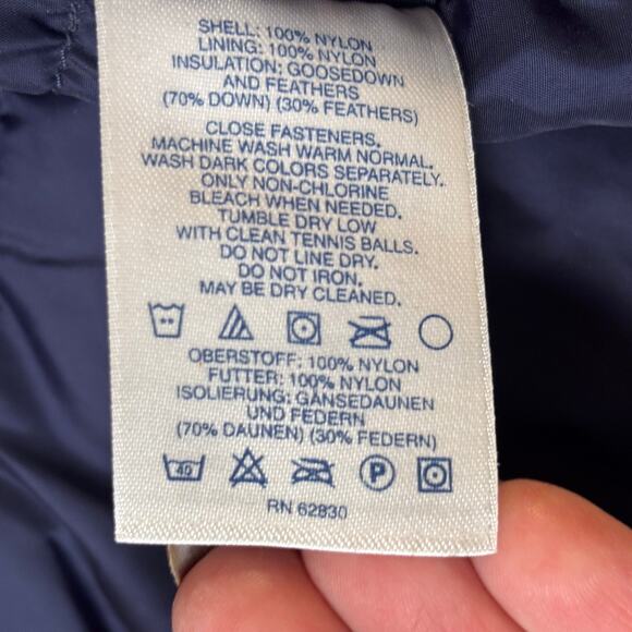 Lands’ End Down Vest Navy Blue Goose Down Feather Fill Men’s L 42-44 Pockets - Picture 8 of 16